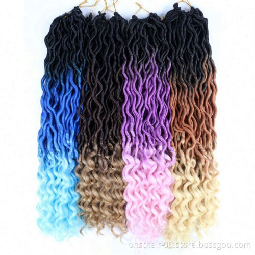 MYZYR 18inch 24roots Soft Crochet Braids Dread Bohemian Gypsy Locs Hair Extensions Braiding Ombre Faux Locs Curly ALL Colors